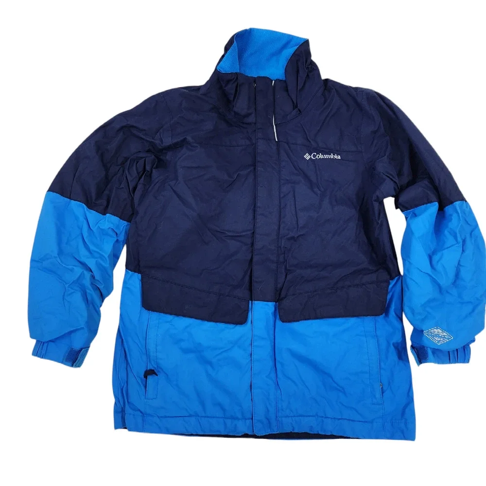Columbia Omni-Tech Jacket Small Kids Blue Shell Zip Nylon Coat